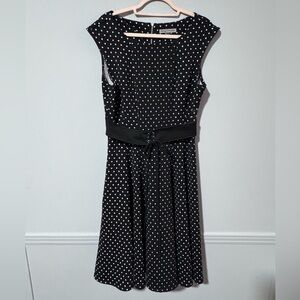 Danny & Nicole Black and White Polka Dot Midi Dress